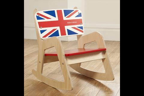 Not On The High Street launched a Royal Baby Cambridge version of their wooden rocking chair with a Union Jack detail